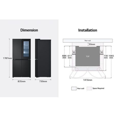 LG GC-V22FFQMB 4 Doors Fridge 431L French Door With Instaview Black Steel | TBM Online