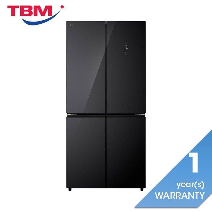LG GCFB48FPGAM 4 Door Fridge 502L Black Glass | TBM Online