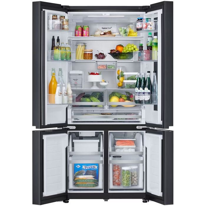 LG GV - K25FFGEB 4 Doors Fridge 612L Smart Inverter Hygiene Fresh Black Glass | TBM Online
