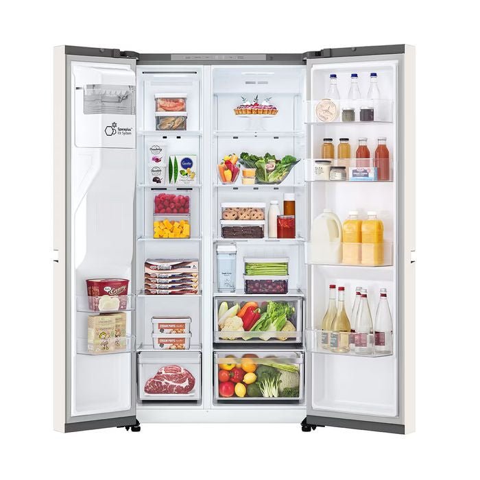 LG GC - L257KQKW Side By Side Fridge 635L Smart Inverter Linear Cooling Beige Metal | TBM Online