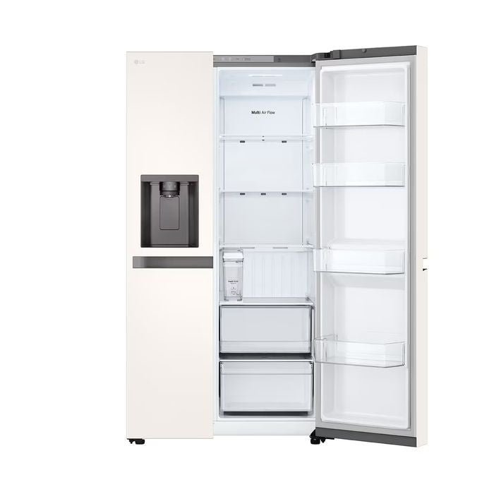 LG GC - L257KQKW Side By Side Fridge 635L Smart Inverter Linear Cooling Beige Metal | TBM Online