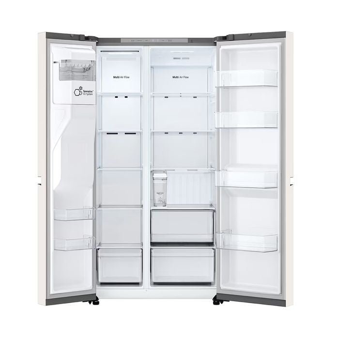 LG GC - L257KQKW Side By Side Fridge 635L Smart Inverter Linear Cooling Beige Metal | TBM Online