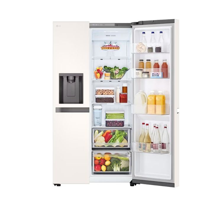 LG GC - L257KQKW Side By Side Fridge 635L Smart Inverter Linear Cooling Beige Metal | TBM Online