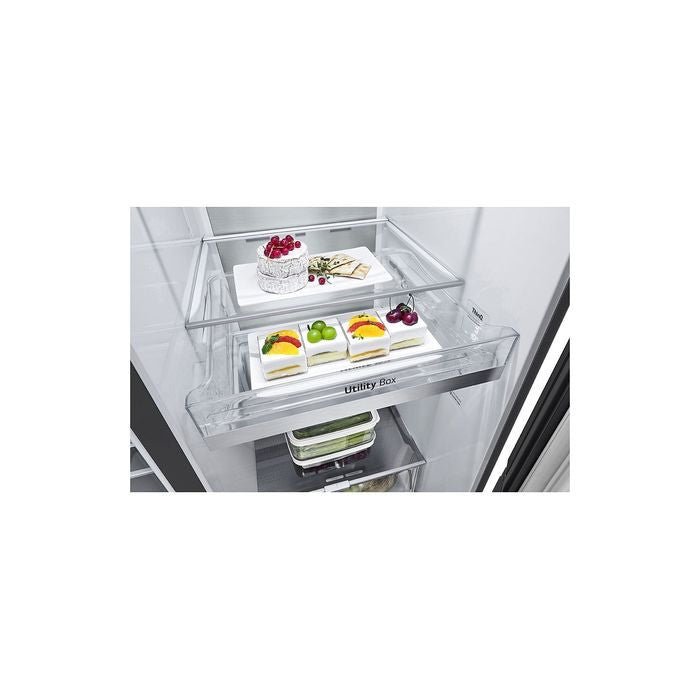 LG GC - V257CQFW Side By Side Fridge 655L Inverter Linear Hygiene Fresh Matte Black | TBM Online