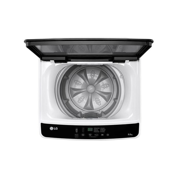 LG T2108NT1W1 Top Load Washer 8.0kg Non - Inverter Tempered Glass Lid | TBM Online