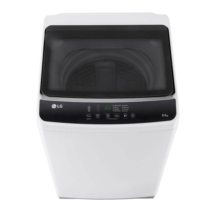 LG T2108NT1W1 Top Load Washer 8.0kg Non - Inverter Tempered Glass Lid | TBM Online