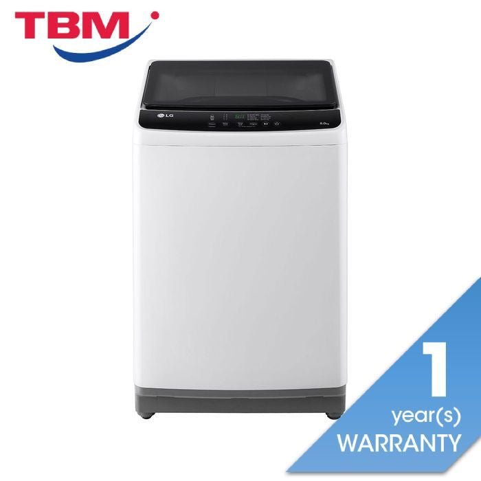 LG T2108NT1W1 Top Load Washer 8.0kg Non - Inverter Tempered Glass Lid | TBM Online