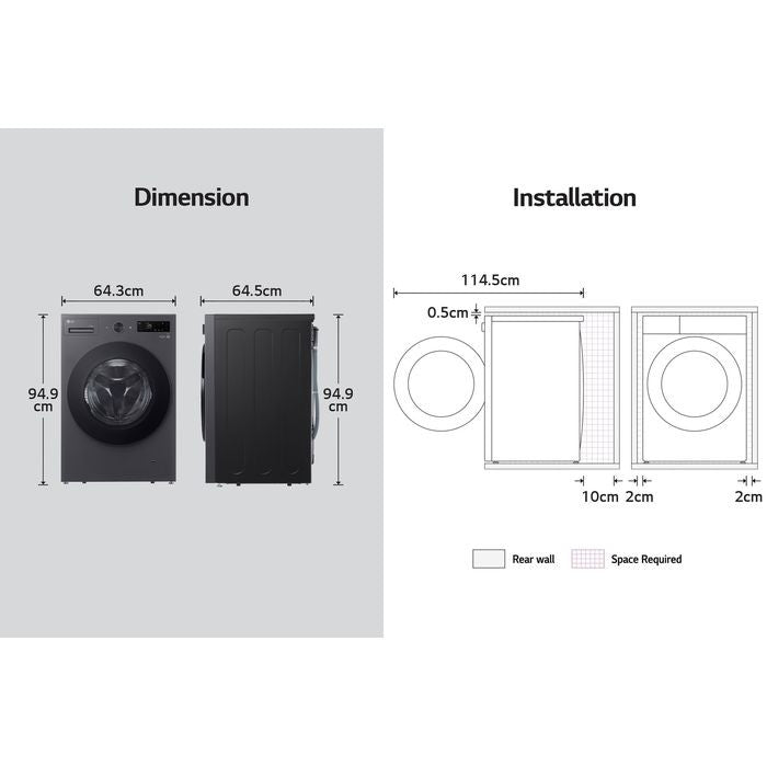 LG F2515RNEG Washer Dryer 15kg/8kg With AI Direct Drive And Turbowash | TBM Online