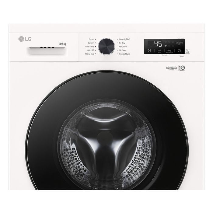 LG FB1208R5W Front Load Washer 8kg Dryer 5kg Tempered Glass Door Inverter White | TBM Online