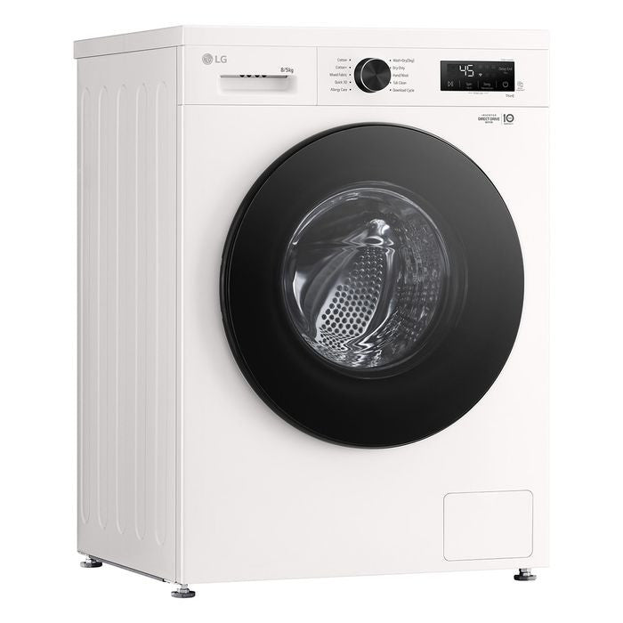 LG FB1208R5W Front Load Washer 8kg Dryer 5kg Tempered Glass Door Inverter White | TBM Online
