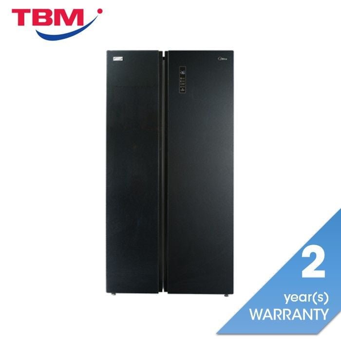 Midea MSS - 582WEGBI Side - By - Side Fridge 522L Inverter Black Glass Door | TBM Online