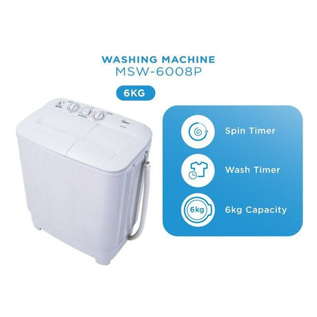 Midea MSW - 6008P Top Load Washer Semi Auto Magic Cleaning Filter 6.0kg | TBM Online