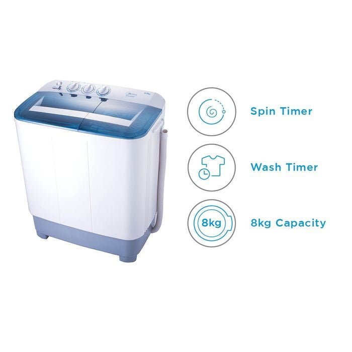Midea MSW - 8008P Top Load Washer Semi Auto Magic Cleaning Filter 8.0kg | TBM Online