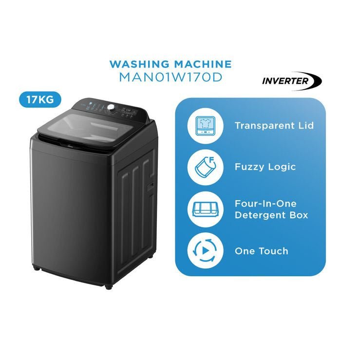 Midea MAN01W170D Top Load Washer Inverter 17.0Kg | TBM Online