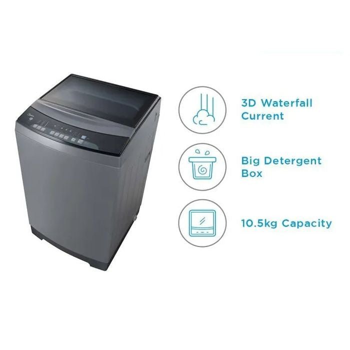 Midea MFW - 1055CV Top Load Washer Fully Auto, Magic Cube, One Touch 10.5kg | TBM Online
