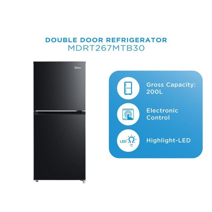 Midea MDRT267MTB30 2 Doors Fridge G200L | TBM Online