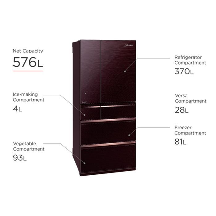 Mitsubishi MR - WX70G - BR 6 Doors Fridge 700L Neuro Inverter Brown | TBM Online