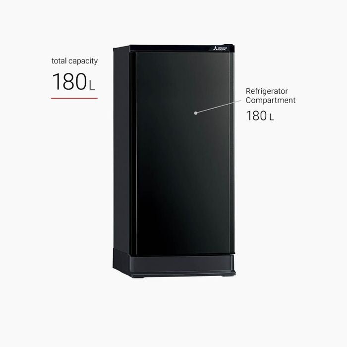 Mitsubishi MR18PA - OB Fridge Single Door G180L Anti Bacteria Cooling System Black | TBM Online