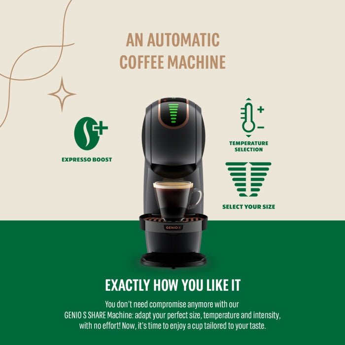 Nescafe 22572276 GENIO S SHARE Dolce Gusto Coffee Machine Genio S Share 0.8L Bundle With FOC 2 Boxes Capsules + Premium Gift | TBM Online
