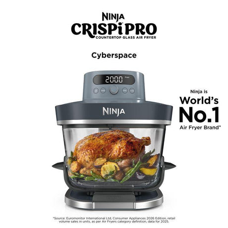 [NEW] Ninja AS101SMBL CRISPi Pro Glass Air Fryer PFAS FREE, Temperature Control - Cyberspace [Medium & XL Containers] | TBM Online