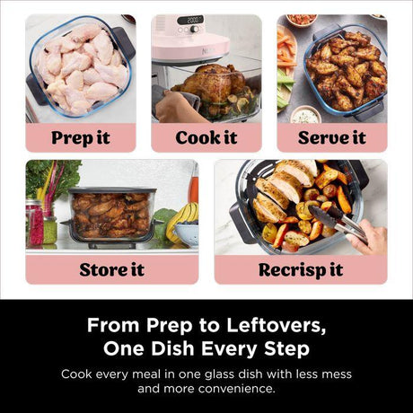[NEW] Ninja AS101SMBL CRISPi Pro Glass Air Fryer PFAS FREE, Temperature Control - Cyberspace [Medium & XL Containers] | TBM Online