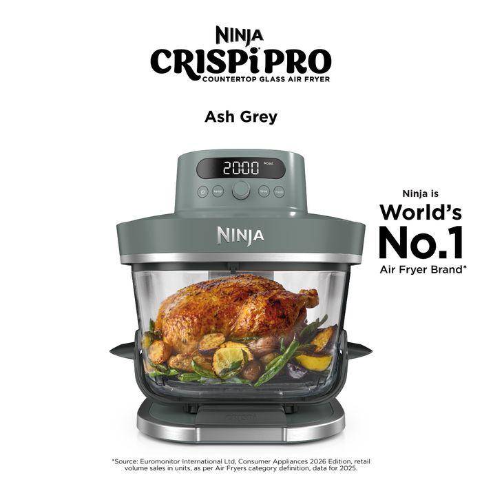 [NEW] Ninja AS101SMGY CRISPi Pro Glass Air Fryer PFAS FREE, Temperature Control - Ash Grey [Medium & XL Containers] | TBM Online