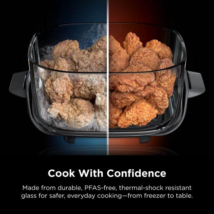 [NEW] Ninja AS101SMGY CRISPi Pro Glass Air Fryer PFAS FREE, Temperature Control - Ash Grey [Medium & XL Containers] | TBM Online