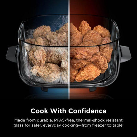 [NEW] Ninja AS101SMPK CRISPi Pro Glass Air Fryer PFAS FREE, Temperature Control - Rose Quartz [Medium & XL Containers] | TBM Online