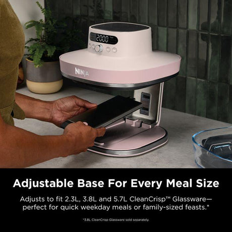 [NEW] Ninja AS101SMPK CRISPi Pro Glass Air Fryer PFAS FREE, Temperature Control - Rose Quartz [Medium & XL Containers] | TBM Online