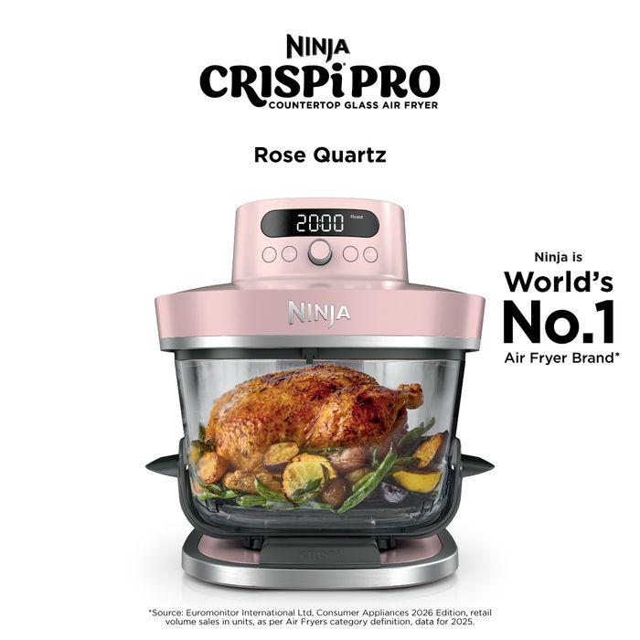 [NEW] Ninja AS101SMPK CRISPi Pro Glass Air Fryer PFAS FREE, Temperature Control - Rose Quartz [Medium & XL Containers] | TBM Online