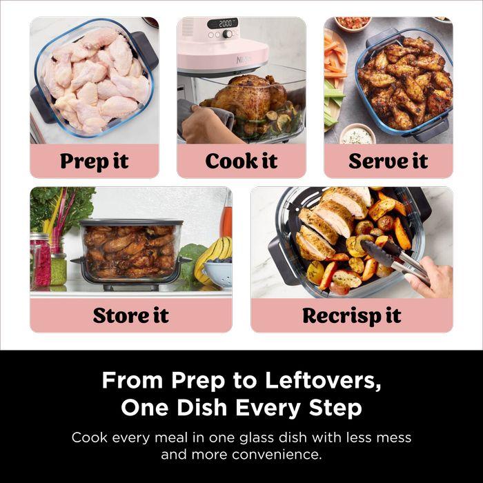 [NEW] Ninja AS101SMPK CRISPi Pro Glass Air Fryer PFAS FREE, Temperature Control - Rose Quartz [Medium & XL Containers] | TBM Online