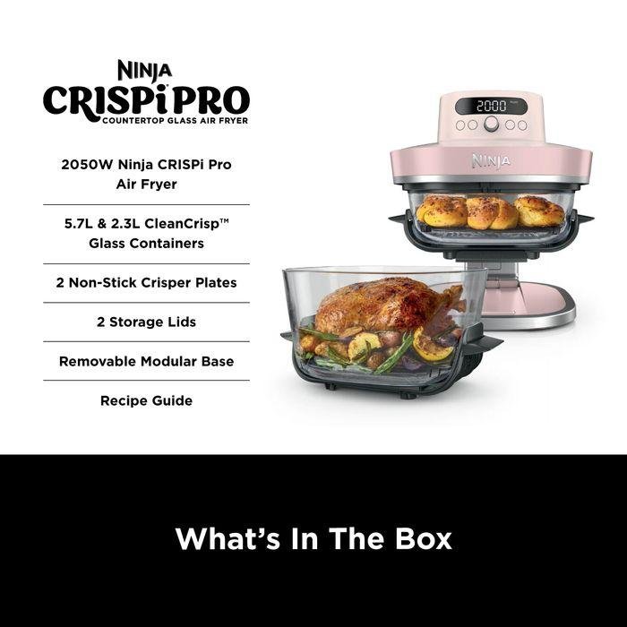 [NEW] Ninja AS101SMWH CRISPi Pro Glass Air Fryer PFAS FREE, Temperature Control - Bone White [Medium & XL Containers] | TBM Online