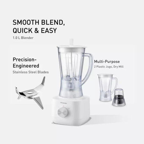 Panasonic MX - EP3172WSK Blender Twin Jar Wet & Dry Mil 1.0L 450W White | TBM Online