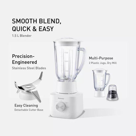 Panasonic MX-EP5172WSK 1.5L Blender Twin Jar Wet & Dry Mil Stainless Steel Blades White | TBM Online