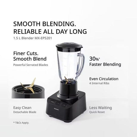 Panasonic MX-EP5201KSK 1.5L Plastic Jug Blender - Black | TBM Online