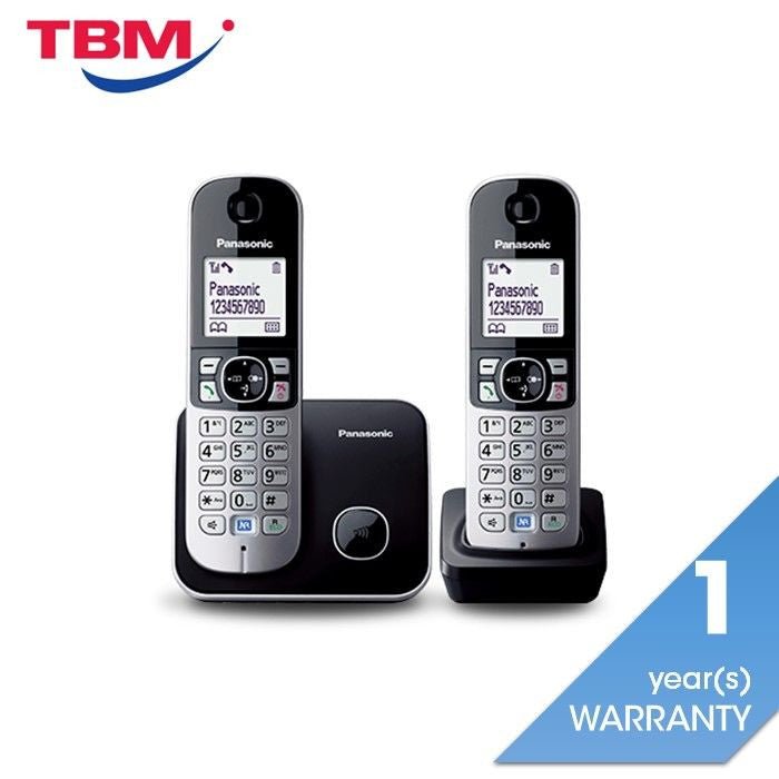 Panasonic KX - TG6812MLB Cordless Phone Expandable Black Twin | TBM Online