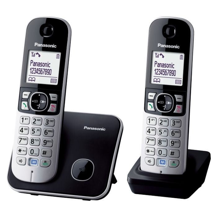 Panasonic KX - TG6812MLB Cordless Phone Expandable Black Twin | TBM Online