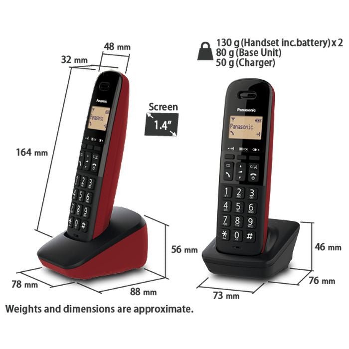 Panasonic KX - TGB31ML2R Twin Pack Cordless Phone Red | TBM Online