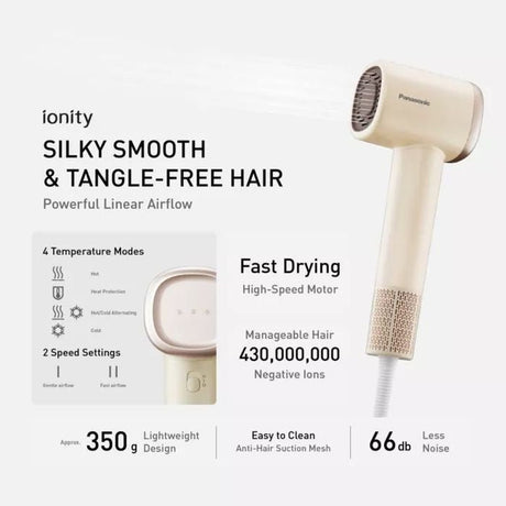 Panasonic EH - NE6M - C455 LIGHT BEIGE Ionity Hair Dryer With Linear Air Flow Light Beige | TBM Online
