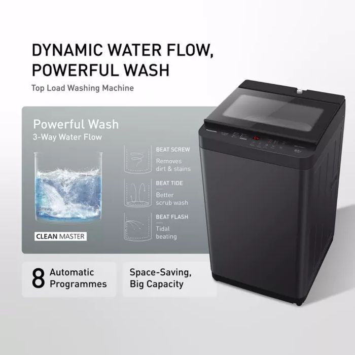 Panasonic NA - F85S11BRT Top Load Washer 8.5kg With LED Indirect Button Black | TBM Online