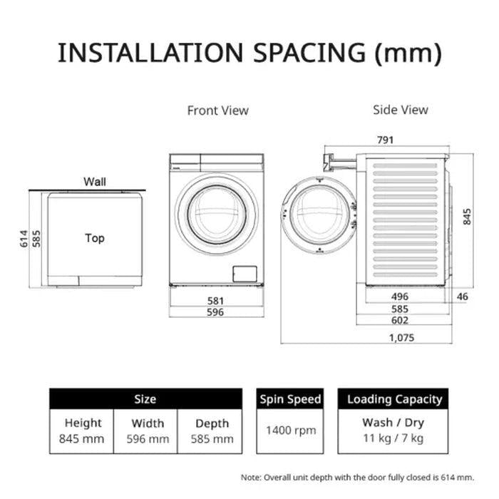 Panasonic NA-S22DG1BMY Washer Dryer 11.0/7.0kg Care+ Edition | TBM Online