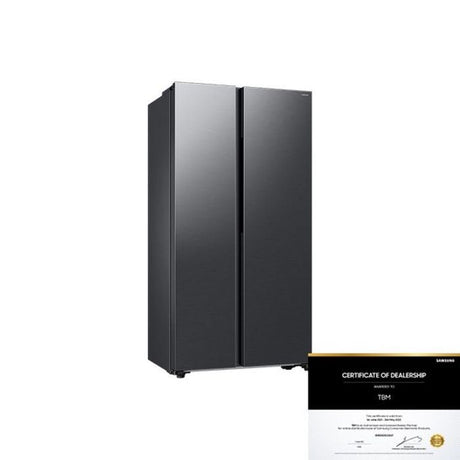 Samsung RS57DG4000B4ME Side - By - Side Fridge 583L With Smart Things AI Energy Gentle Matt Black | TBM Online