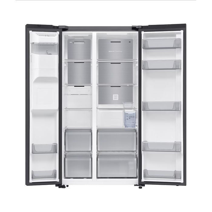 Samsung RS70F65KNFME Side By Side Fridge G660L Inverter Metal Cooling AI Energy Black | TBM Online