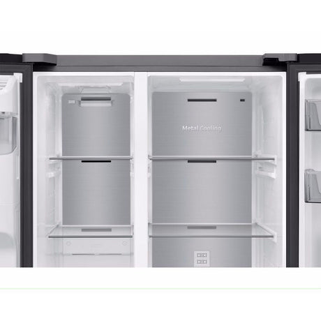 Samsung RS70F65KNFME Side By Side Fridge G660L Inverter Metal Cooling AI Energy Black | TBM Online