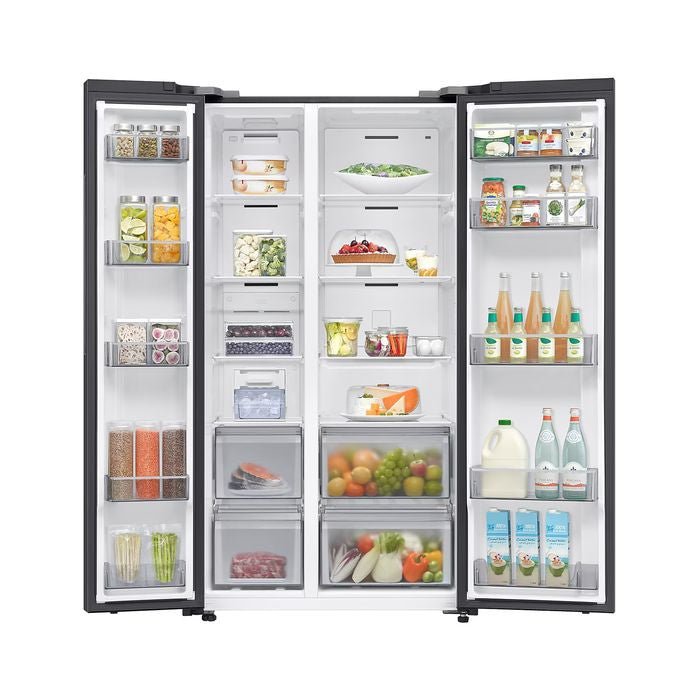 Samsung RS70F65QNFME Side By Side Fridge N655L Inverter Smart Things AI Energy Black | TBM Online