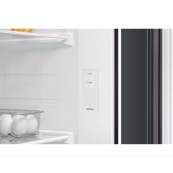 Samsung RS70F65QNFME Side By Side Fridge N655L Inverter Smart Things AI Energy Black | TBM Online