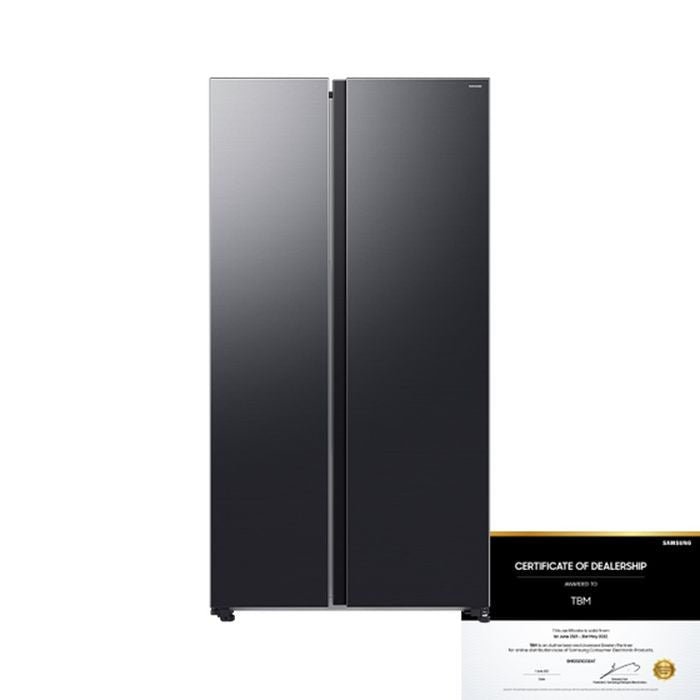 Samsung RS70F65QNFME Side By Side Fridge N655L Inverter Smart Things AI Energy Black | TBM Online