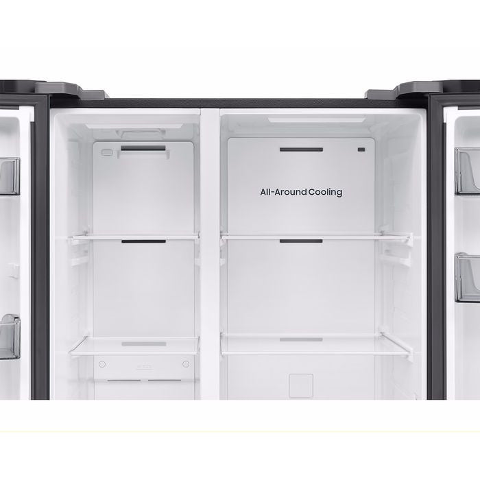 Samsung RS70F65QNFME Side By Side Fridge N655L Inverter Smart Things AI Energy Black | TBM Online