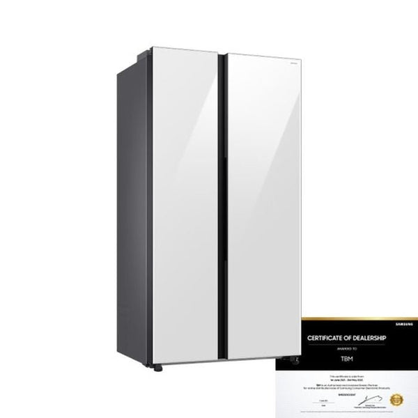 Samsung RS70F65QNWME Side By Side Fridge G680L Inverter Smart Things AI Energy Clean White | TBM Online