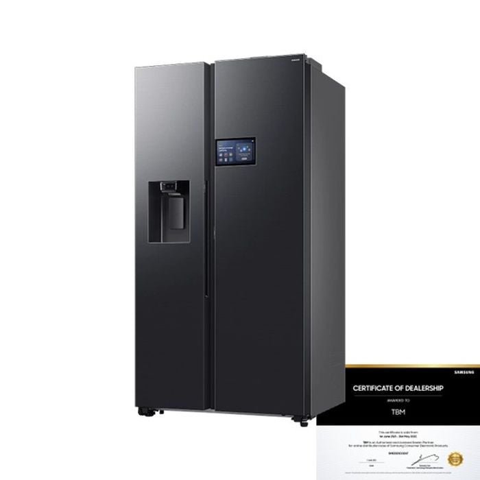 Samsung RS90F65DNFME Side By Side Fridge G641L Inverter AI Energy Metal Cooling Black | TBM Online